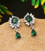 Green color american diamond earrings
