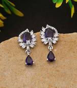 Purple color american diamond earrings