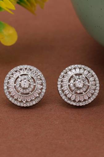 Silver color american diamond earrings