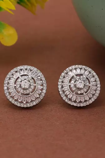 Silver color american diamond earrings