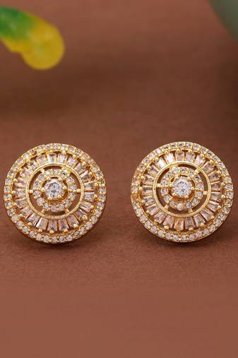 Gold color american diamond earrings