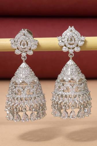 Silver color american diamond earrings