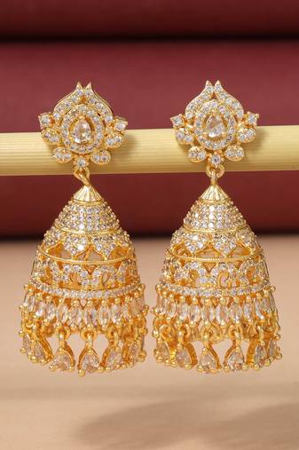 Gold color american diamond earrings