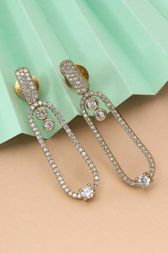 Gold color american diamond earrings
