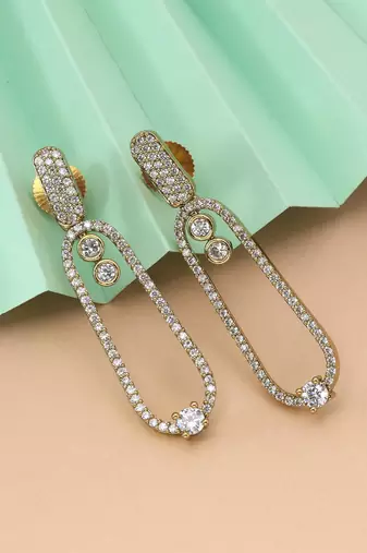 Gold color american diamond earrings