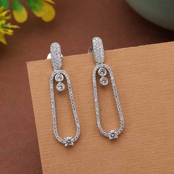 Silver color american diamond earrings 1