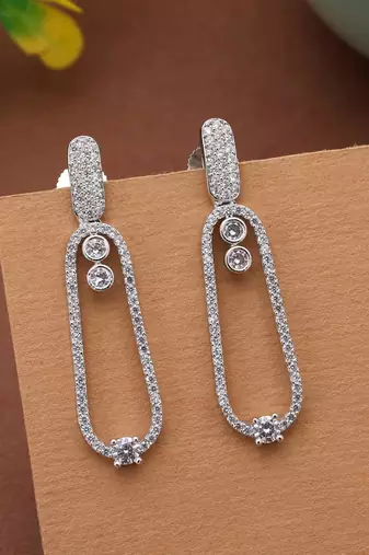 Silver color american diamond earrings