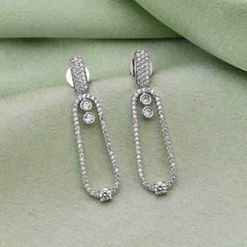 Silver color american diamond earrings 2