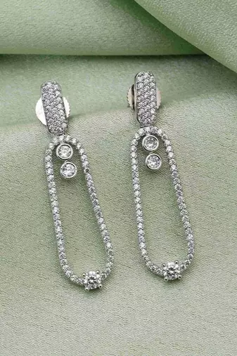 Silver color american diamond earrings