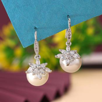 Silver color american diamond earrings 1