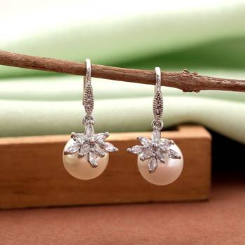 Silver color american diamond earrings 2