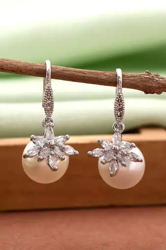 Silver color american diamond earrings