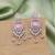 Pink color american diamond earrings