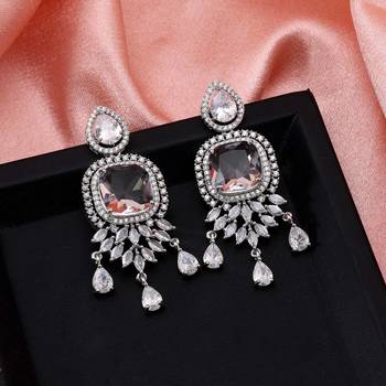 Silver color american diamond earrings 2