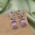 Pink color american diamond earrings