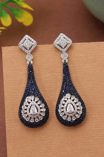 Blue color american diamond earrings
