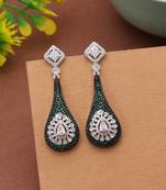 Green color american diamond earrings