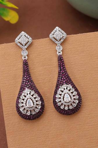 Light purple color american diamond earrings