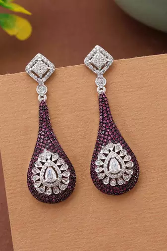 Light purple color american diamond earrings