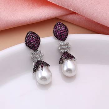 Light purple color american diamond earrings 1
