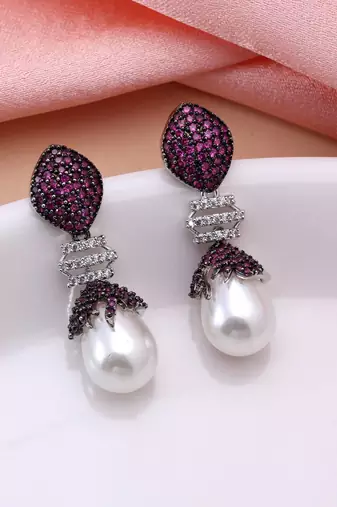 Light purple color american diamond earrings