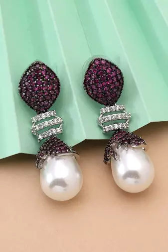Light purple color american diamond earrings