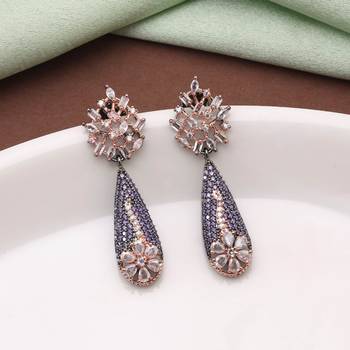 Purple color american diamond earrings 1