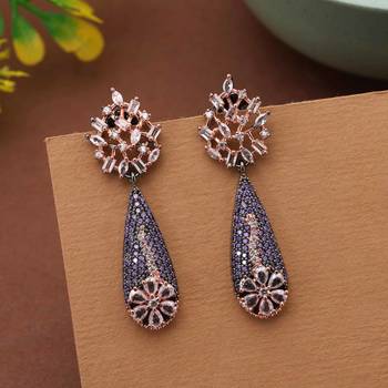Purple color american diamond earrings 2