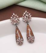 Orange color american diamond earrings