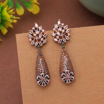 Orange color american diamond earrings 2