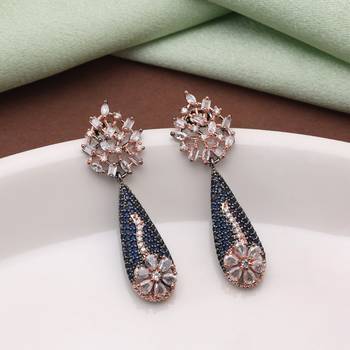 Blue color american diamond earrings 1