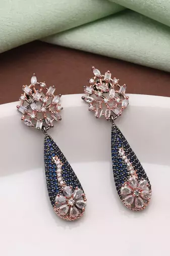 Blue color american diamond earrings