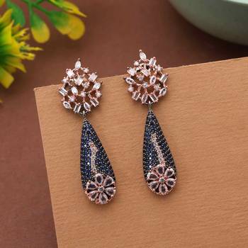 Blue color american diamond earrings 2