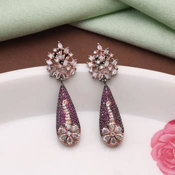 Light purple color american diamond earrings 1