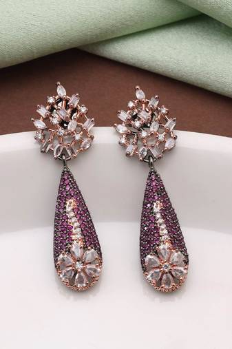 Light purple color american diamond earrings
