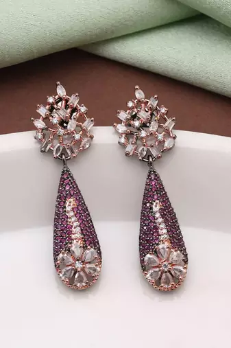 Light purple color american diamond earrings