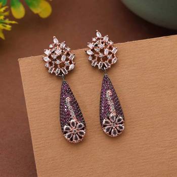 Light purple color american diamond earrings 2