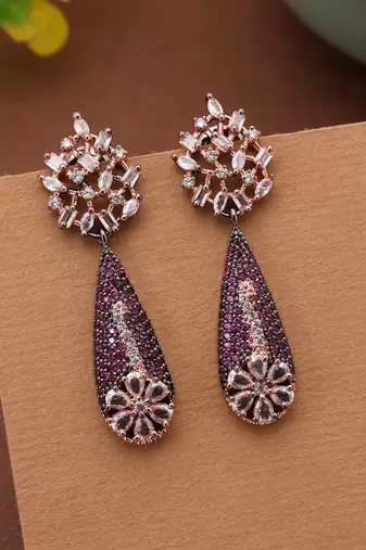 Light purple color american diamond earrings