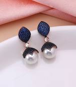 Blue color american diamond earrings