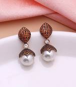 Orange color american diamond earrings