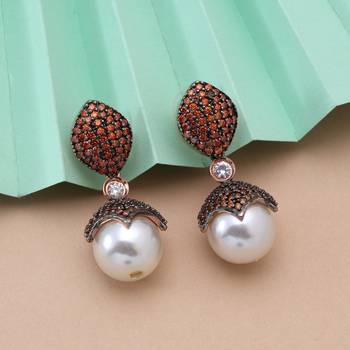 Orange color american diamond earrings 2