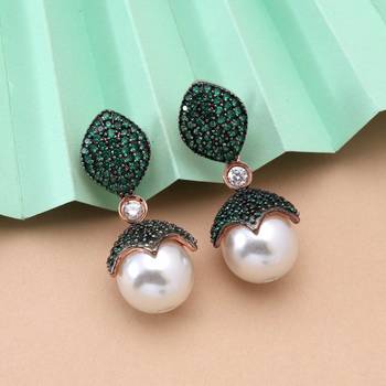 Green color american diamond earrings 2