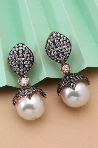 White color american diamond earrings