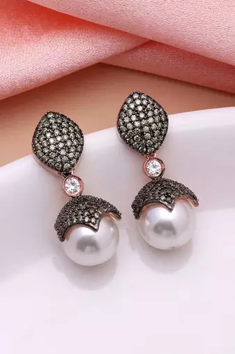 Mehendi green color american diamond earrings