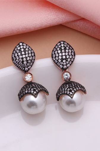 Light pink color american diamond earrings