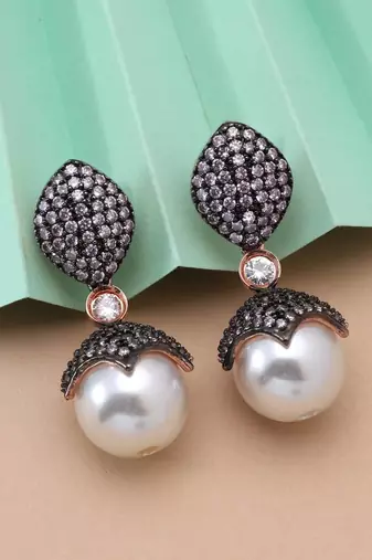 Light pink color american diamond earrings