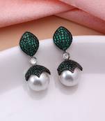Green color american diamond earrings
