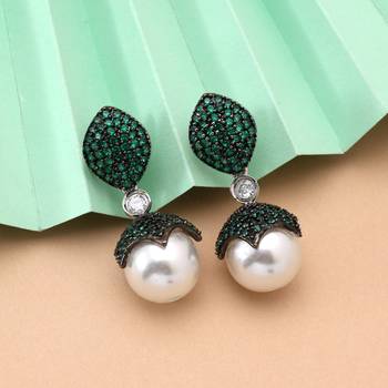 Green color american diamond earrings 2