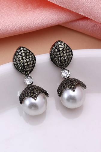 Mehendi green color american diamond earrings