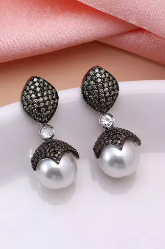 Mehendi green color american diamond earrings